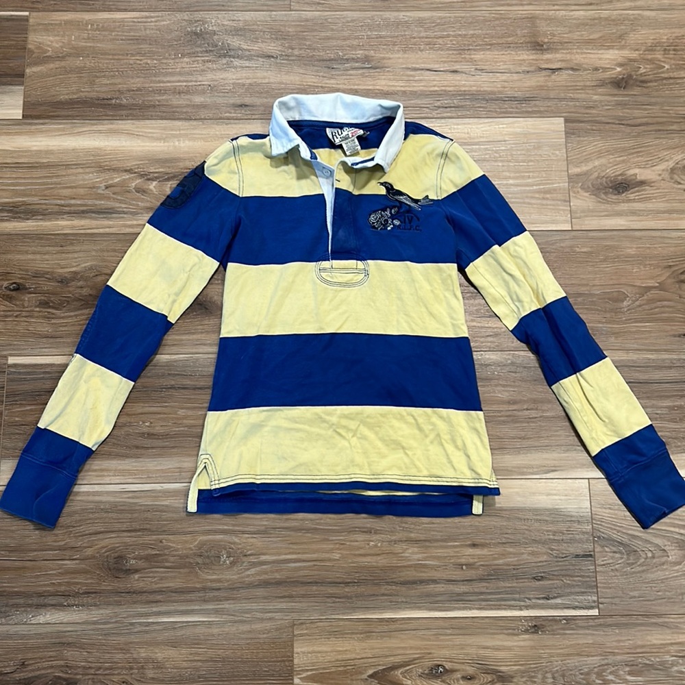 Adorable blue and yellow Ralph Lauren Rugby shirt, size S